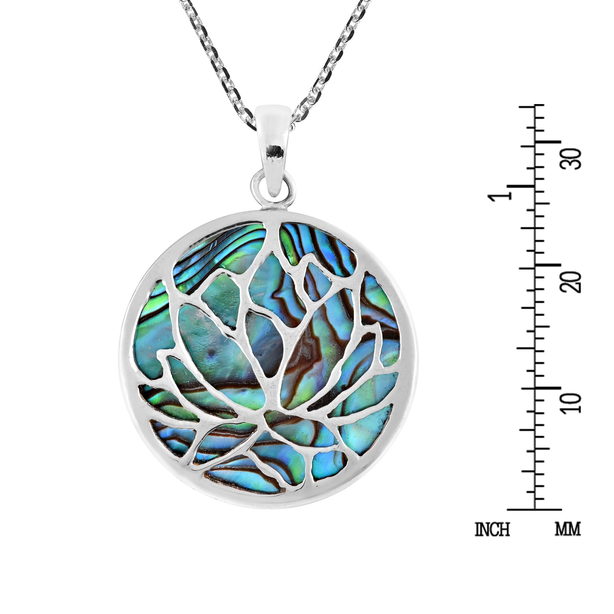 Sterling Silver Handmade Inlay Flower Shape Pendant Sterling Silver Handmade Inlay Flower Shape Pendant