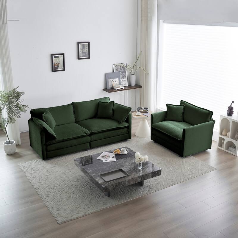 2 Seater Loveseat and Chair Set, 2 Piece Sofa and Chair Set for Living Room
