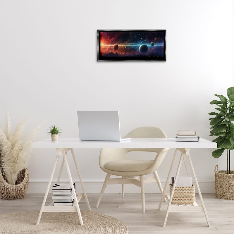 Stupell Surreal Planets over Crags Framed Floater Canvas Wall Art Design By Wumples