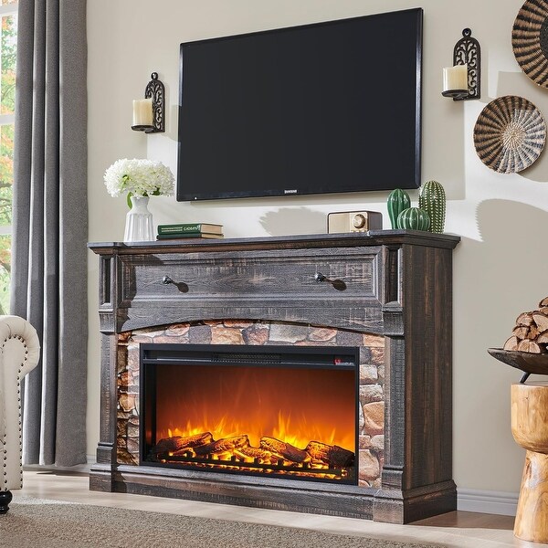 Farmhouse Fireplace TV Stand with Mantel Tall Entertainment Center On Sale Bed Bath Beyond 42430038