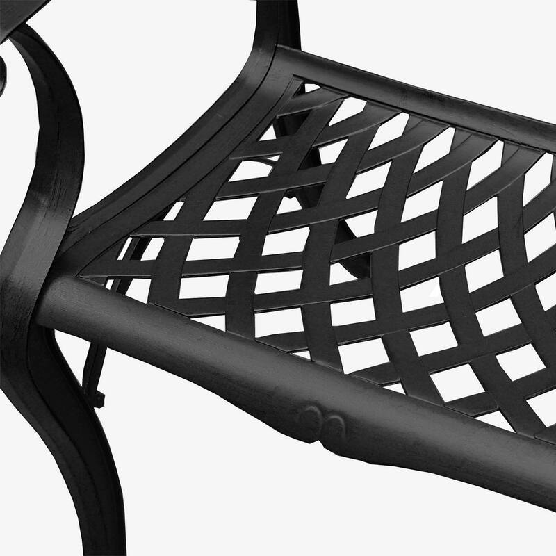 Outdoor Lattice 59-in. Round Dining Set with Lazy Susan and Six Chairs