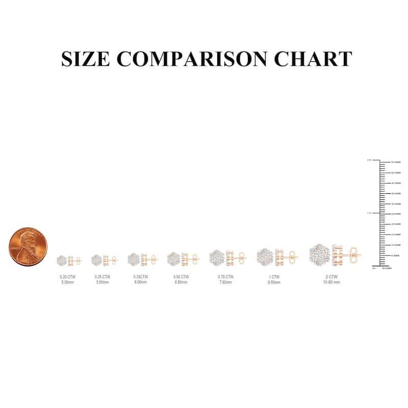 De Couer 1/5ct-2ct TDW Diamond Cluster Stud Earrings in 10k Rose Gold for Women