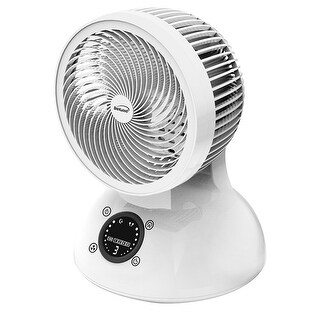 Brentwood 6 Inch Three Speed Oscllating Desktop Fan with Timer and Remote Control in White - 7.5 x 7.5