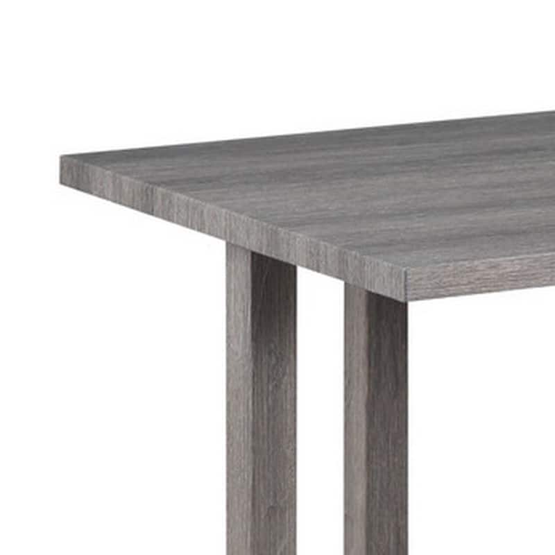 Mizo 24 Inch Modern Side End Table, Rubberwood, Crossed Base, Smooth Gray