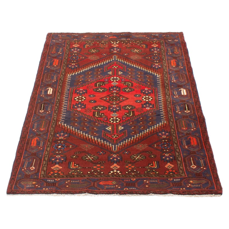 ECARPETGALLERY Hand-knotted Andelz Dark Red Wool Rug - 4' 1" x 6' 3"