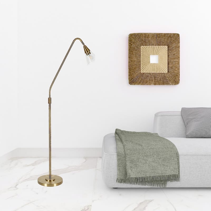 65” Tall Modern Clear Glass Shade Floor Lamp with Dome Shade and Metal Base Plug-In for Living Room - 65" H x 12" W x 29" D