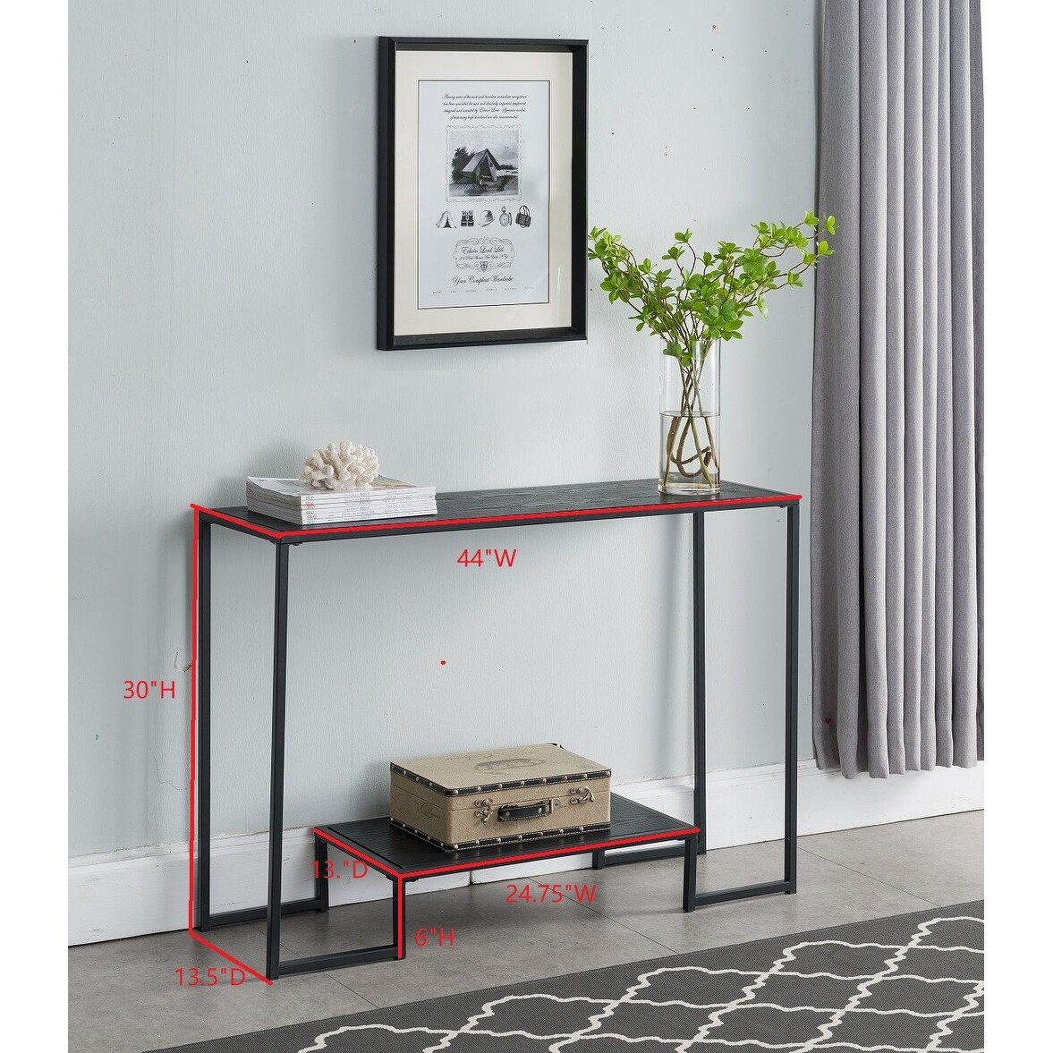 Porch Den Rosa Black Metal Console Table Overstock 28368899