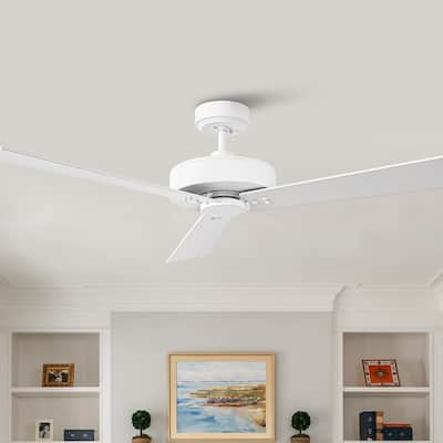 52" White Modern Ceiling Fan without Light - 52-inch W x 10.9-inch H