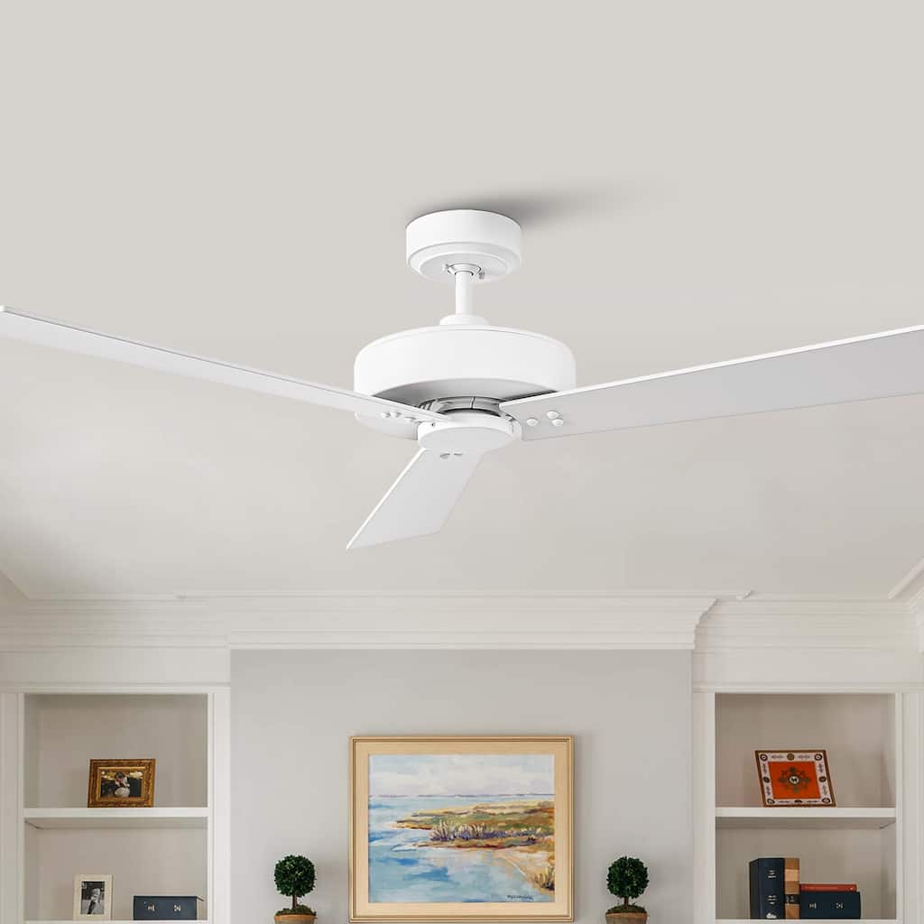 52" White Modern Ceiling Fan without Light - 52-inch W x 10.9-inch H