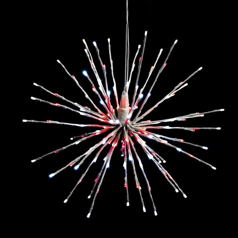 Christmas LED Spritzer Pure White and Red 24 Inch