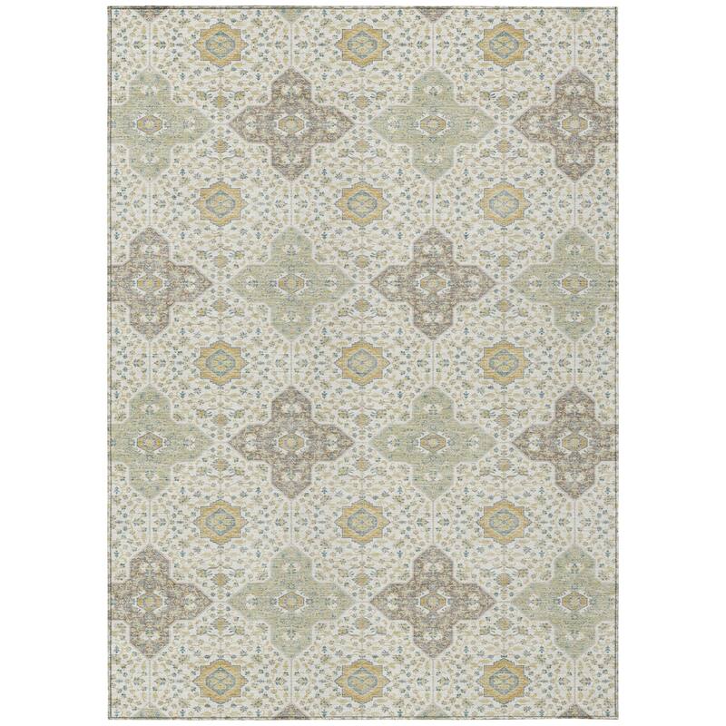 Machine Washable Indoor/ Outdoor Traditional Columbus Chantille Rug