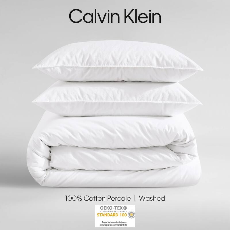 Calvin Klein Washed Percale Cotton Solid Comforter Set