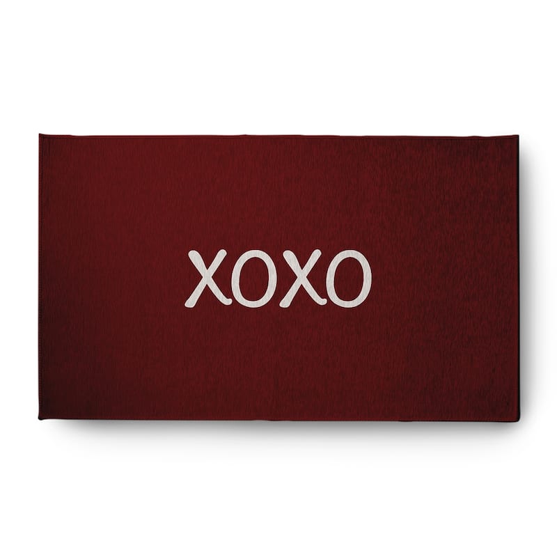 XOXO Valentines Chenille Indoor/Outdoor Rug - Maroon - 3' x 5'