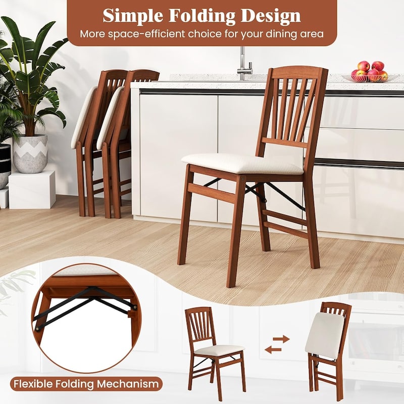 Set of 2/4 Folding Dining Chairs Modern Kitchen Chair w/Padded Seat