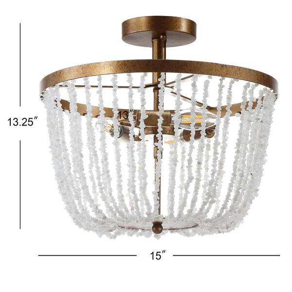 Georgian Stone/Metal LED Semi Flush Mount,Gold / White by JONATHAN Y