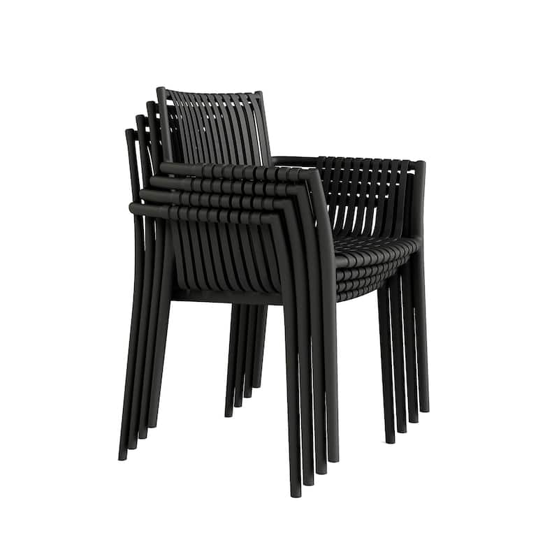 Weave Stackable Indoor/Outdoor Chair Set of 2 Black