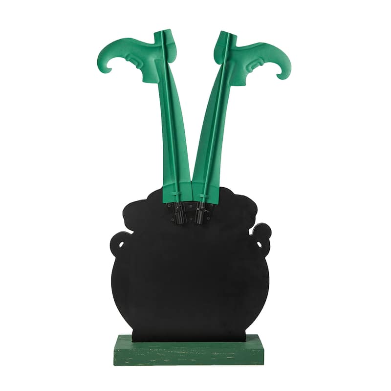 Glitzhome 24"H Wooden St. Patrick's Leprechaun Pot of Gold Porch Decor
