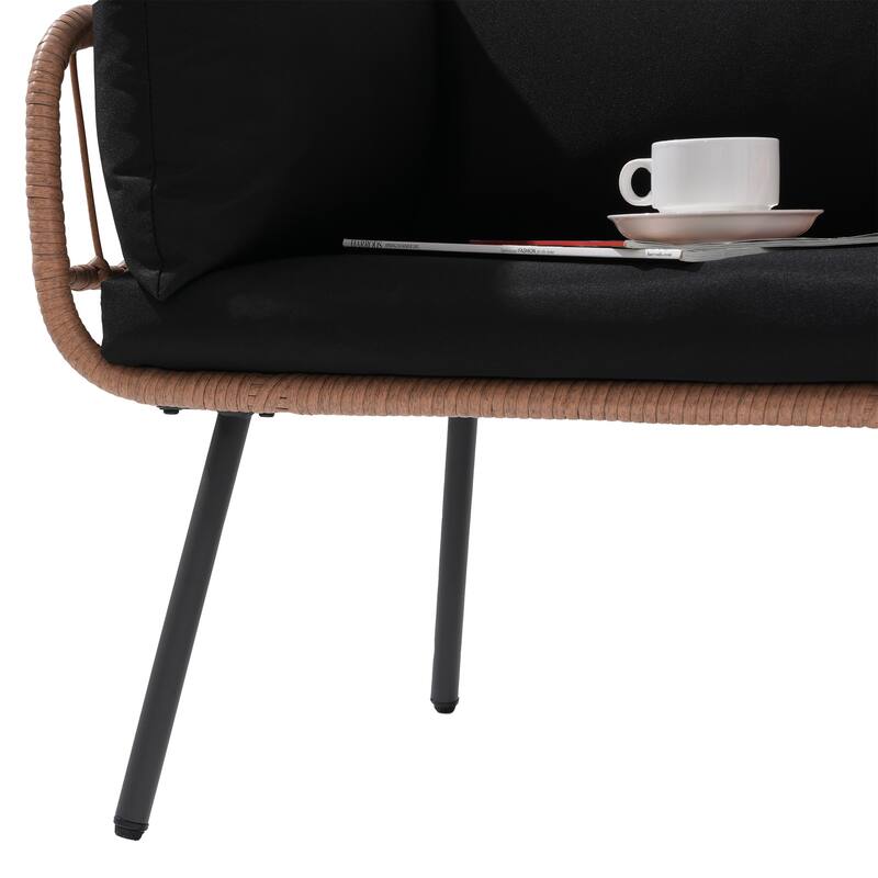 Outdoor 3 Piece Metal Patio Furniture Set Set Sofa