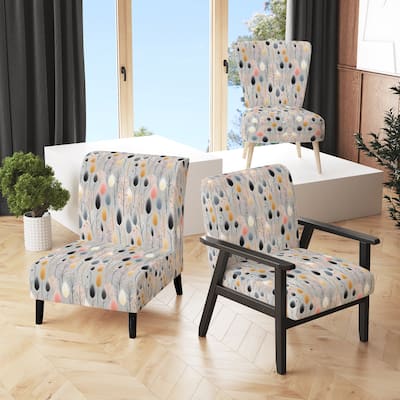 Designart "Soft Grey Botanical Plans " Upholstered Botanical Accent Chair and Bohemian & Eclectic Arm Chair - Multiple Color