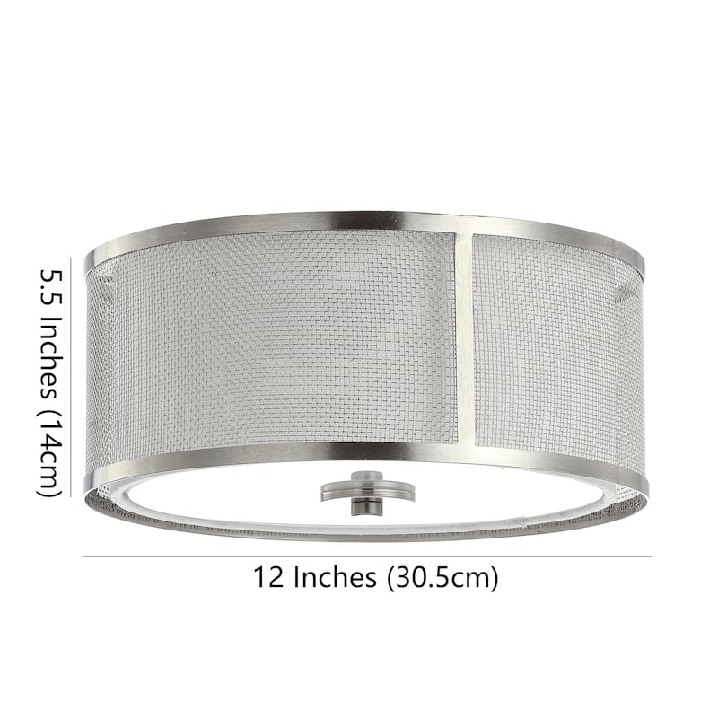 SAFAVIEH Lighting Mafalda Flush Mount - Bronze - 12" x 12" x 5.5" - Nickel/White - 12Wx12Dx6H
