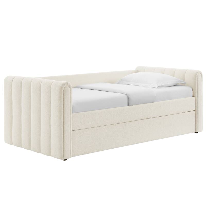 Veyla Channel Tufted Boucle Twin Daybed With Trundle