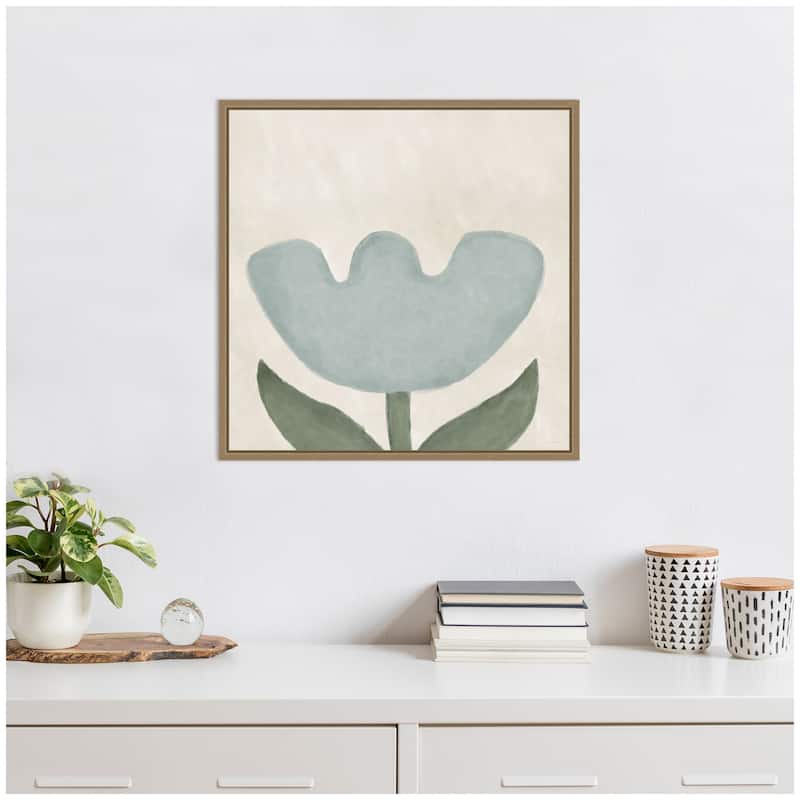 Kate and Laurel Blue Flower by Gabrielly Guedes Framed Canvas Wall Art Print