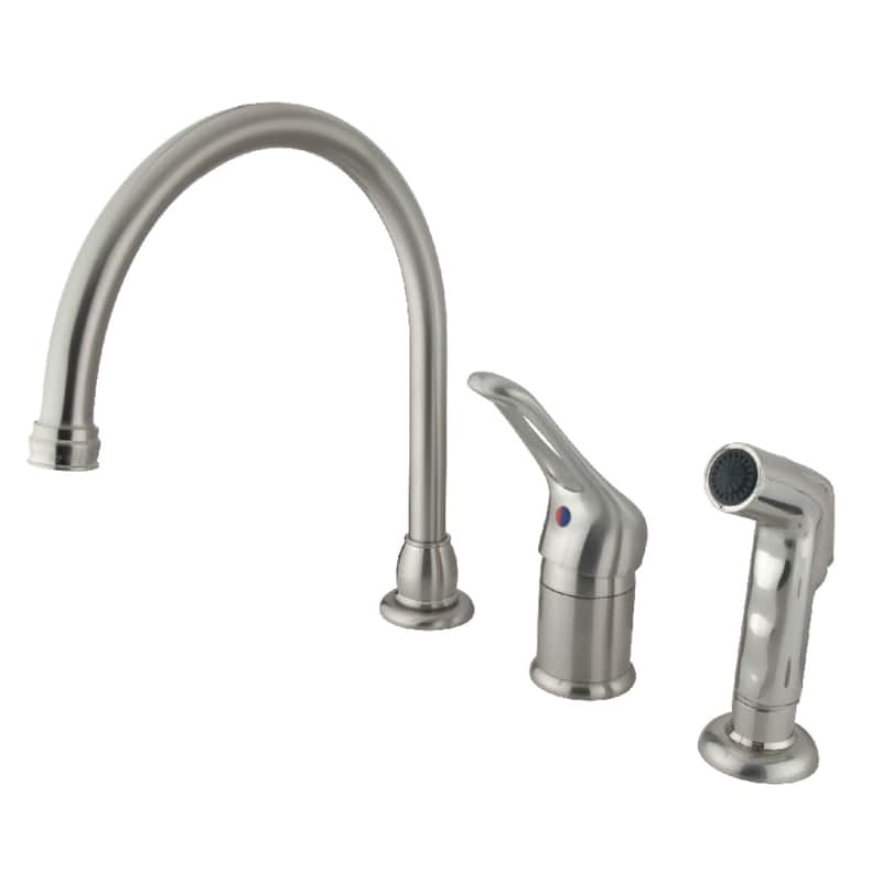 Kingston Brass Wyndham Deck Mount Widespread Kitchen Faucet with Side Sprayer - Brushed Nickel