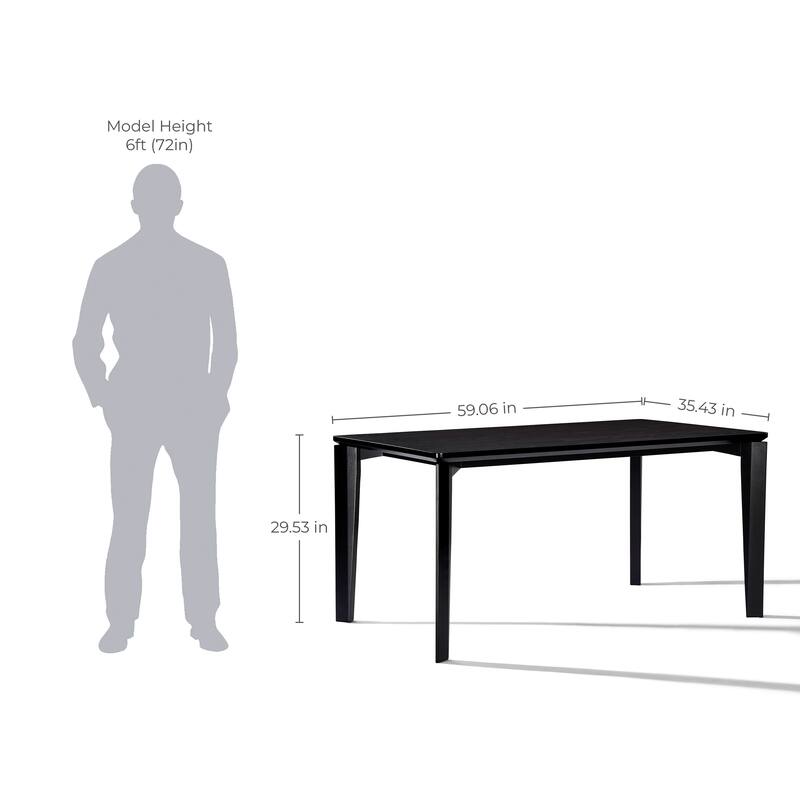 Wenge in Ash Veneer MDF Wood 6-Person Rectangle Dining Table with Rubberwood Legs - 59.06" Wide