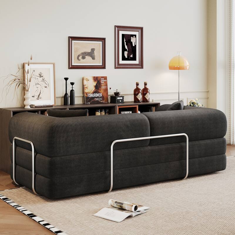 78.8" Convertible Floor Sofa Bed, Corduroy Folding Mattress Sofa Couch for Small Spaces ,No Assembly