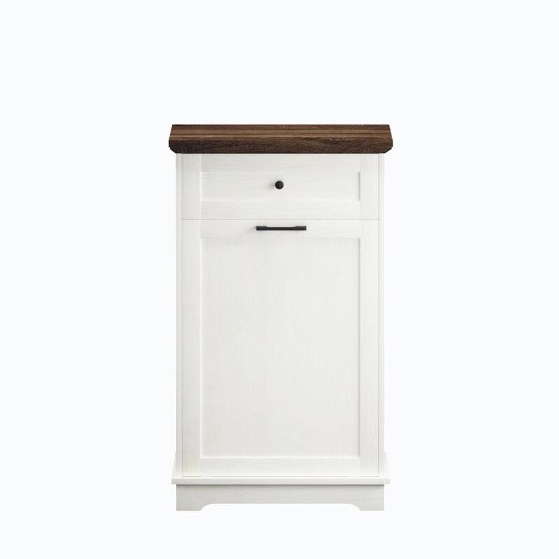 13 Gallon Tilt-Out Trash Can Cabinet, Freestanding Wooden Garbage & Recycling Bin with Hideaway Drawer(Trash Can Not Included)