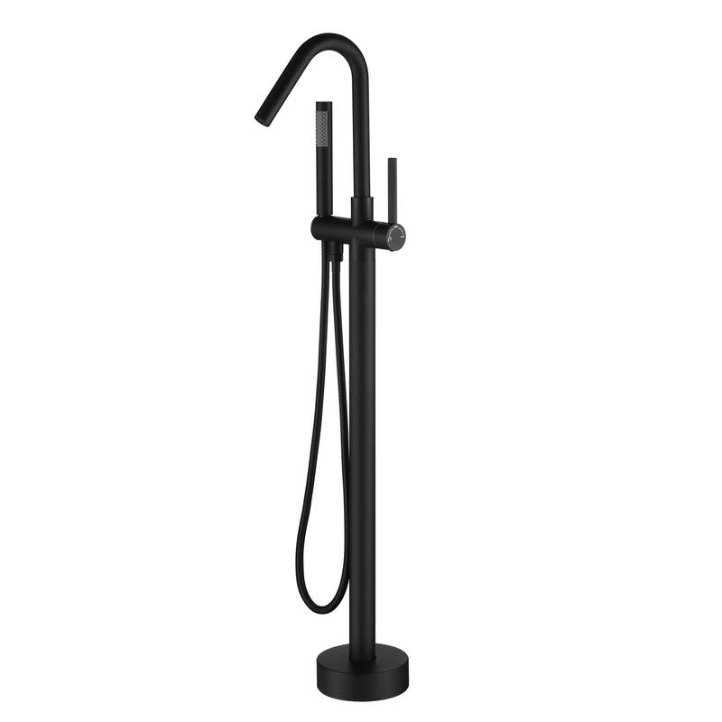 CASAINC Freestanding Single-Handle Bathtub Faucet with Hand Shower - MatteBlack