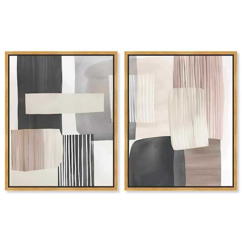 Floating Shapes II Canvas Set of 2 by Art Remedy - 16" x 20" - Gold