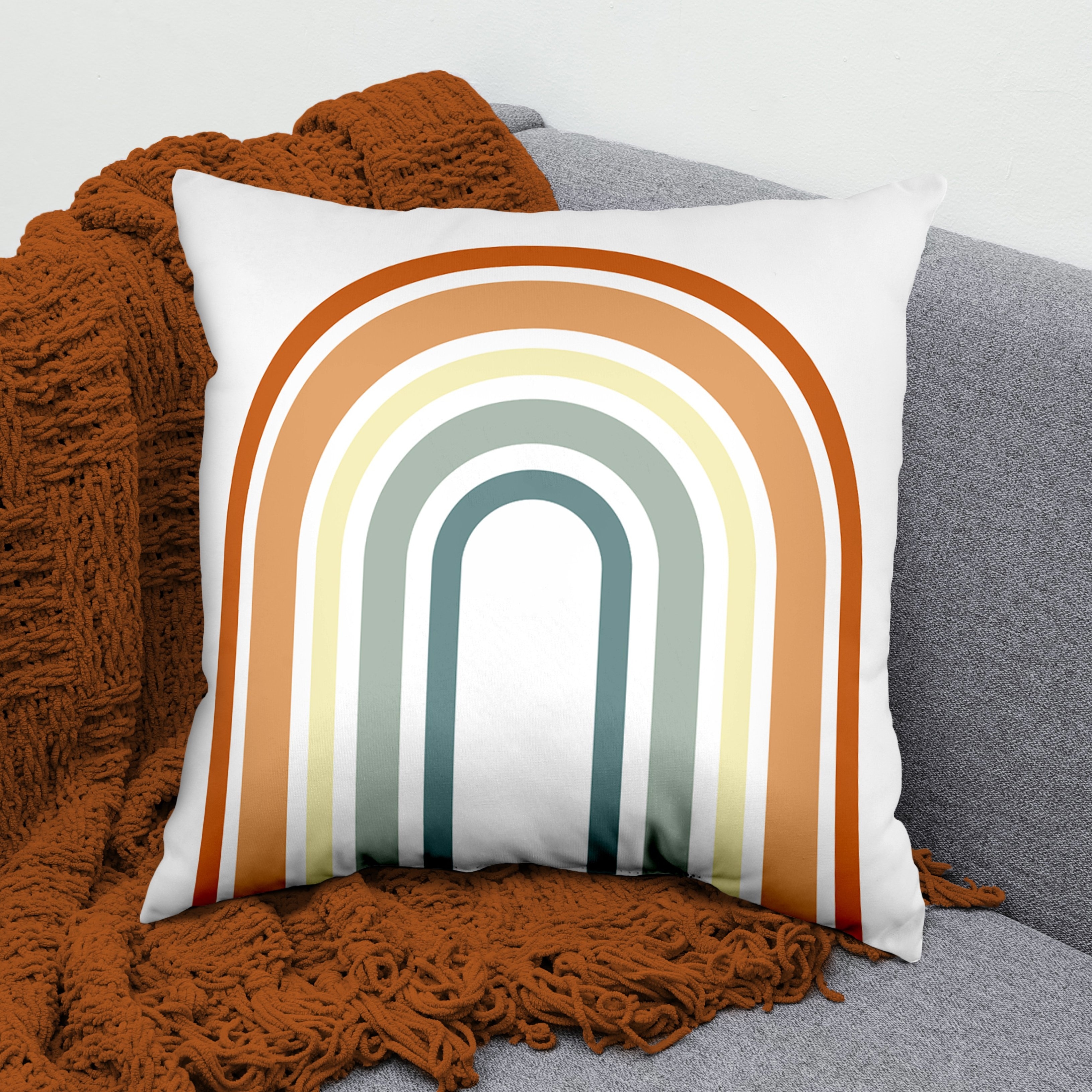 Boho rainbow throw pillow deals