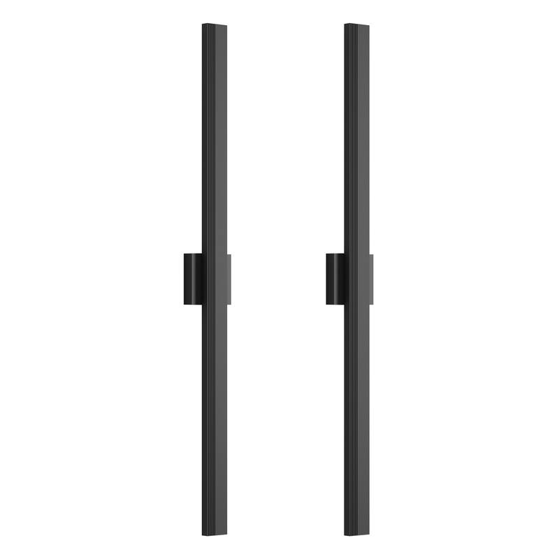 Aluminum LED Outdoor Wall Lights Matte Black with Linear Texture - 2Pack/47.2inch