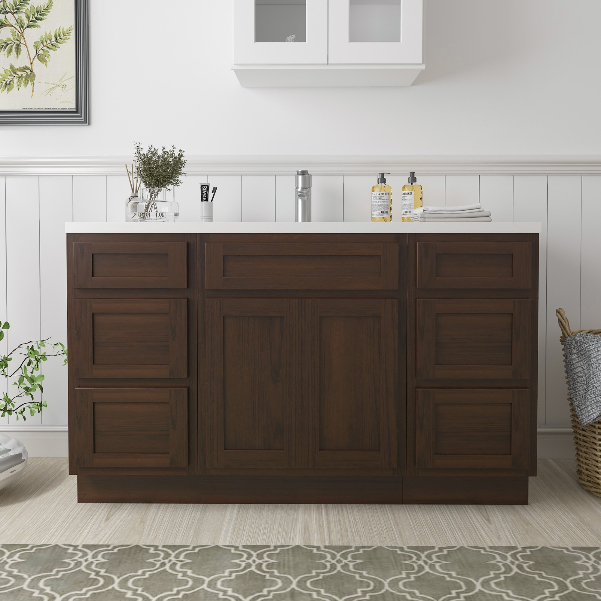 Vanity Art Montclair 54" Oak Freestanding Bathroom Vanity Cabinet without Top