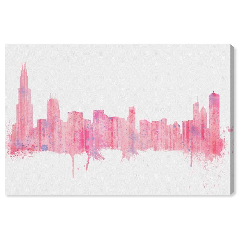 Wynwood Studio Canvas Cities and Skylines Rose Quartz Chicago Skyline Pastel Pink Modern & Contemporary Wall Art Canvas Print