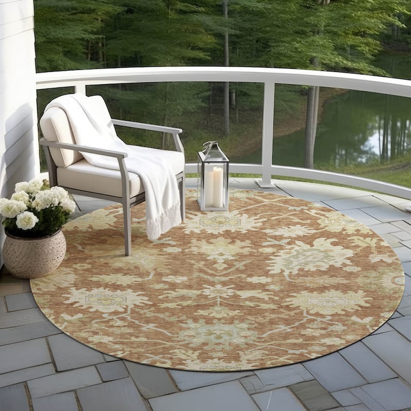 Machine Washable Indoor/ Outdoor Traditional Casual Chantille Rug