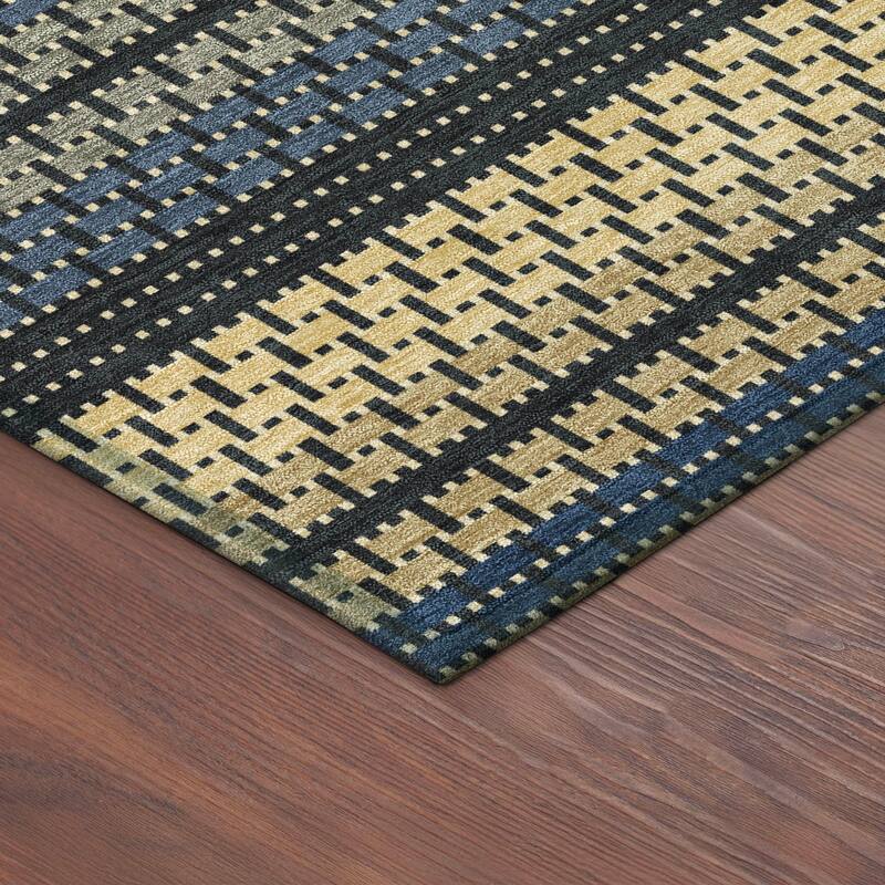 Machine Washable Indoor/ Outdoor Boho Stripe Chantille Rug