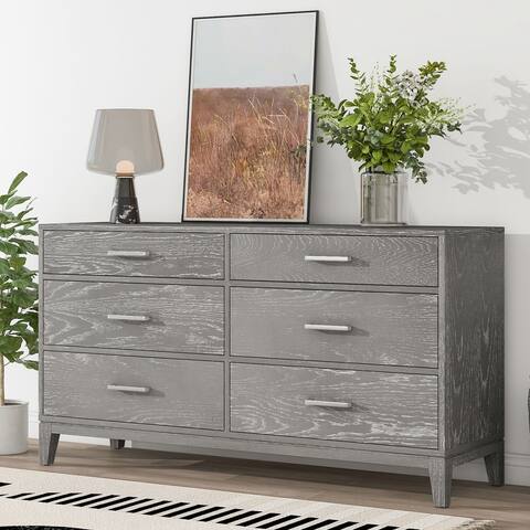 Modern Grey grain Solid wood 6-drawer Dresser