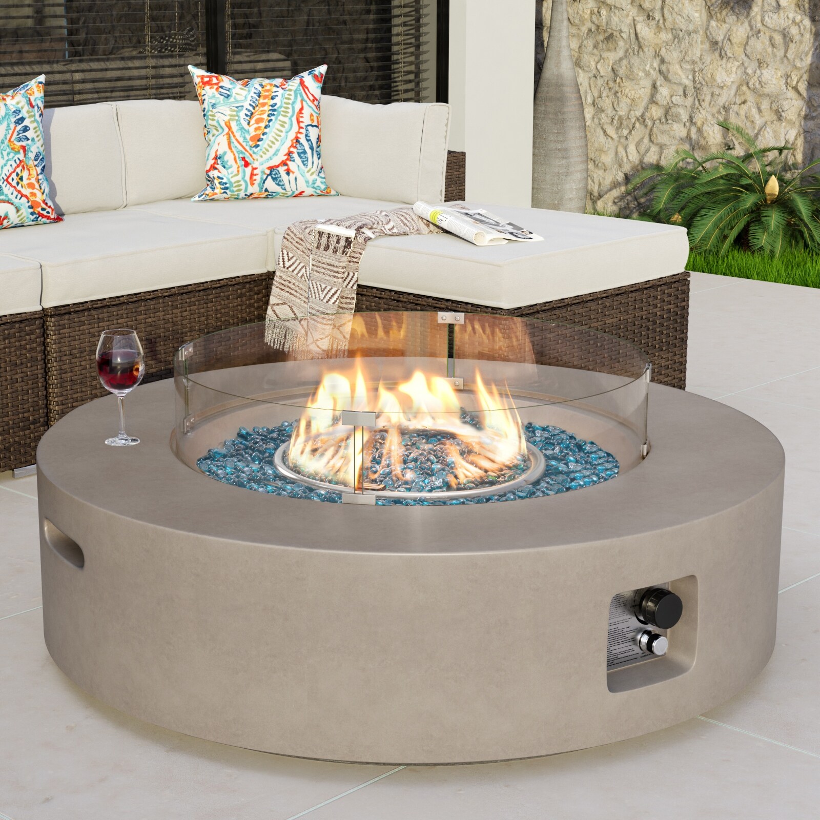Circular propane store fire pit
