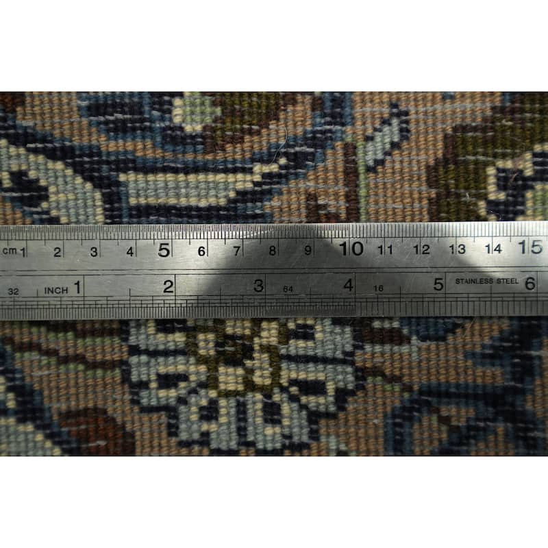 Hand Knotted Oriental 100% Wool Carpet Traditional Floral Beige & Ivories Kashan Area Rug - 9' 3'' X 6' 2''