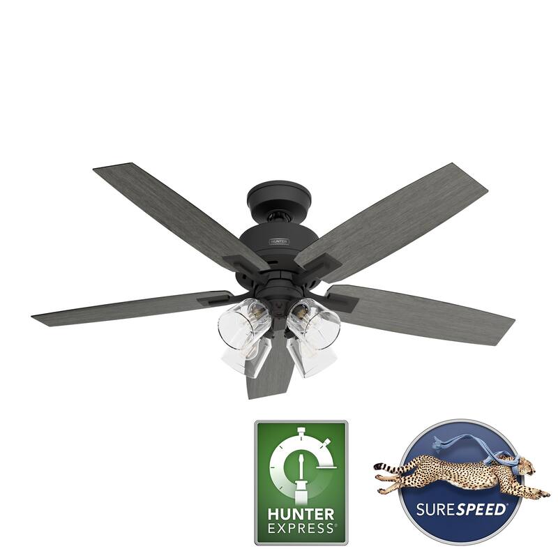 Hunter Gatlinburg Ceiling Fan w/ LED Light Kit, Handheld Remote - Transitional- EASY INSTALLATION