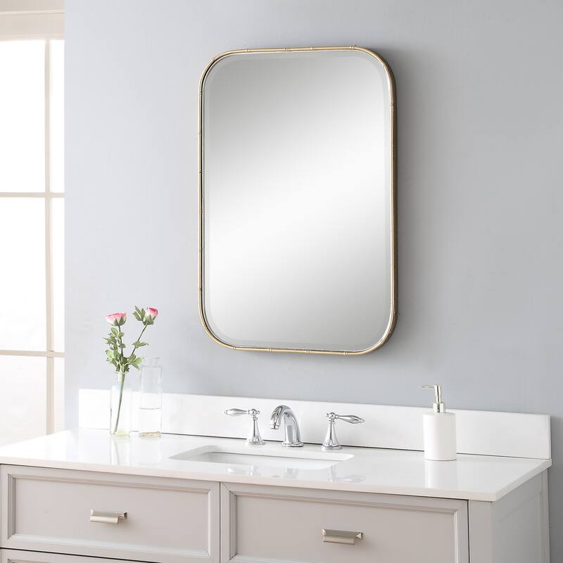 Uttermost Malay 30" x 21" Asian Inspired Bamboo Frame Vanity Bathroom