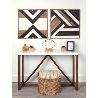 Kate and Laurel Ballez Shiplap Geometric Wood Plank Art