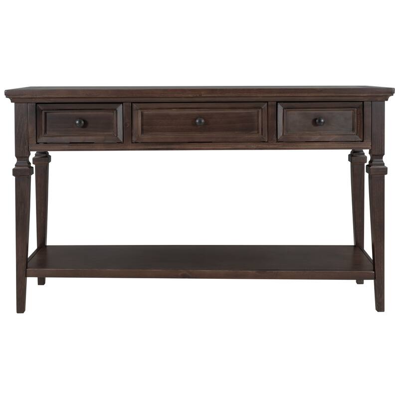 Retro Style Console Table with Three Drawers and Bottom Shelf