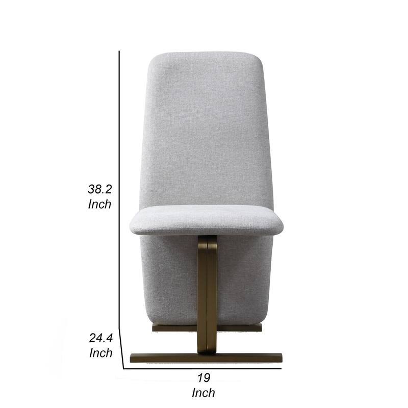 Antique Brass/Light Gray Fabric Upholstered Metal Frame Dining Chair, Set of 2, Sturdy Dining Chair for Dining Rooms - 23.5