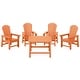 preview thumbnail 168 of 193, Laguna Kids Adirondack 5-Piece Square Table Dining Set Orange