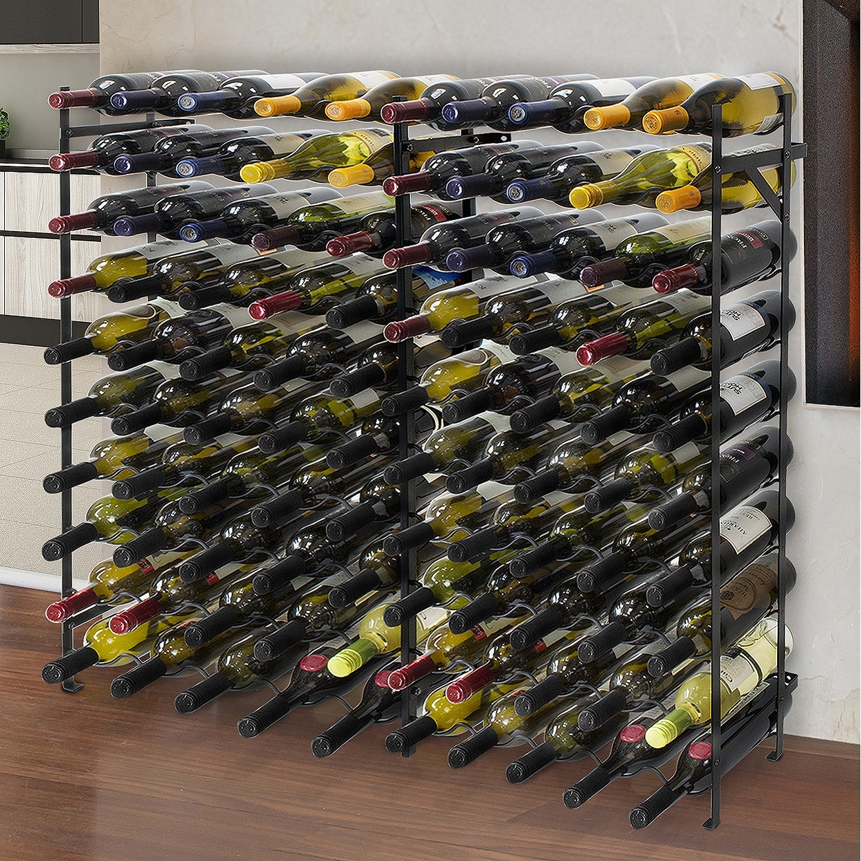Freestanding 10 tier Black Metal 100 bottle Wine Rack Bed Bath Beyond 22830466