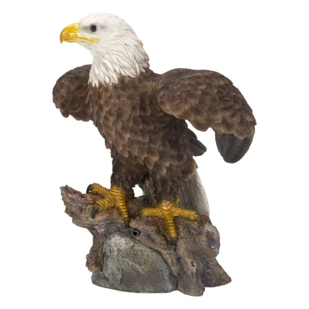 8.25" Brown White Sound Activated Singing Eagle Outdoor Garden Statue