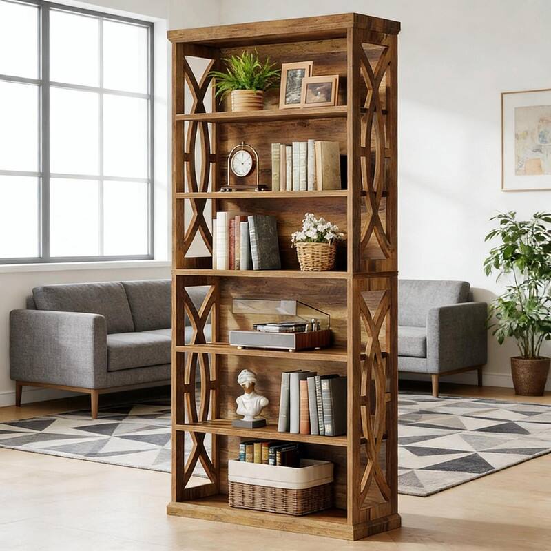 Classic Wooden Bookshelf - Elegant Display Shelves, Sturdy Freestanding Bookcase